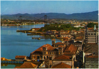 Vista [panorâmica da cidade : Mercado Público Municipal] : Ponte Hercílio Luz : Florianópolis, SC